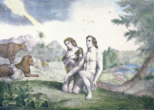 Adán y Eva en el Jardín del Edén, finales del siglo XIX
