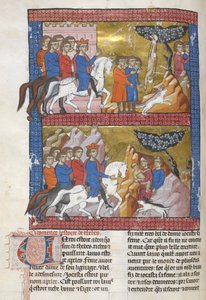 Agregar. 15268, f.75v Edipo, encontrado por Polybus, rey de Corinto, ilustración de 