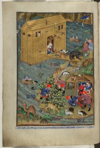 Añadir Ms 18850 f.16v, La salida del Arca, del Libro de Horas (The Bedford Hours) c.1410-30 (tinta, color y oro sobre vitela)