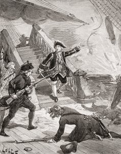 El almirante Suffren en el océano Índico durante su campaña contra los ingleses en el siglo XVIII, de "Histoire de France", publicado hacia 1880 (grabado). de French School