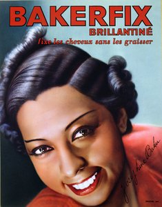 Anuncio de Bakerfix brillantina para el cabello con Josephine Baker (1906-75) de French School