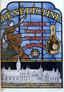 Anuncio de licor Benedictine, principios del siglo XX