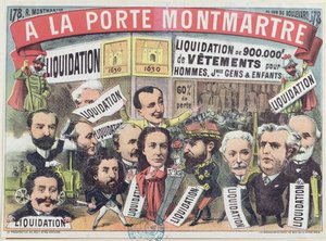 Anuncio de una venta de ropa en los grandes almacenes La Porte Montmartre de París, c.1880 de French School