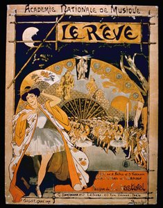 Anuncio del musical El sueño, en la Academia Nacional de Música, grabado por Gillot, c.1890