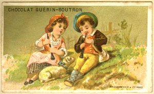 Publicidad cromolitográfica de chocolates Guérin Boutron