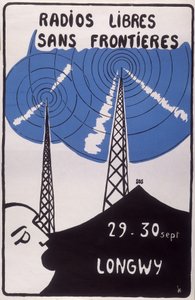 Publicidad para estaciones de radio libres sin fronteras en Longwy de French School