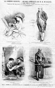 Página de publicidad para las obras de Balzac - en "Charivari", julio de 1842 de French School