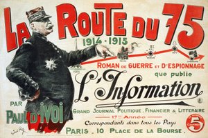 Cartel publicitario para la novela “La Route du 75:1914 - 1915: Roman de guerre et d