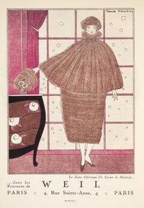 Anuncio de "Weil", de la Gazette de Bon Ton, pub. 1920 (estarcido) de French School
