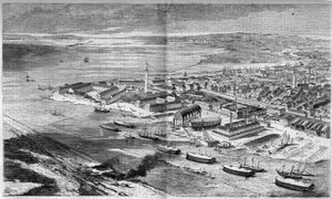 Vista aérea de la ciudad y puerto de Lorient, Morbihan (56) de French School