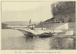 Aeroplano Wilhelm Kress navegando sobre el agua
