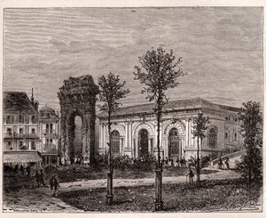 Aix-les-Bains - Saboya - el arco romano de Campanus - grabado en “La France illustree: geographie, histoire, administration statistique” por V.A. Malt-Brown. 1884 de French School