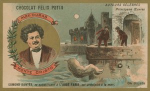 Alexandre Dumas y una escena de El Conde de Montecristo de French School