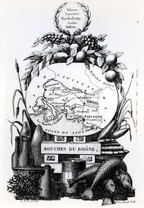 Mapa alegórico del departamento de Bouches-du-Rhône, c.1830