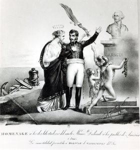 Retrato alegórico del General Simón Bolívar (1783-1830) c.1840 de French School