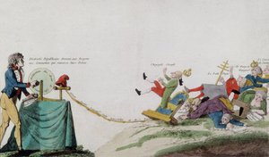 Alegoría de la Revolución Francesa eliminando todos los tronos de los ladrones coronados de French School