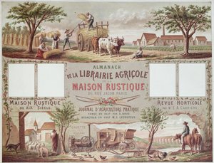 Almanaque que ilustra métodos tradicionales y modernos de agricultura, c.1870-80