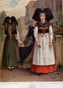 Alsacianos en traje regional de French School