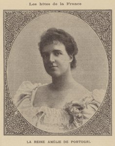 Amelia de Orleans, reina consorte del rey Carlos I de Portugal (litografía)