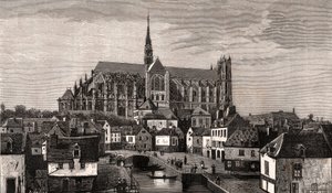 Amiens - Nord-Pas-de-Calais-Picardie - grabado en “La France illustrée: géographie, histoire, administración statistique” por V.A. Malt-Brown. 1884 de French School