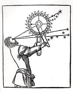 Un astrolabio, ilustración de Cosmographia por Petrus Apianus (1495-1552), publicado en París por Vivant Gualtherot, 1551 de French School