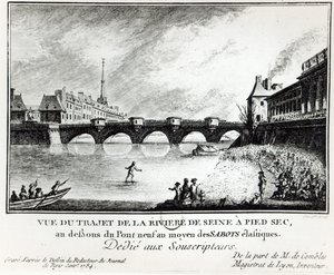 Un intento de cruzar el Sena, 1784 de French School
