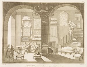 Tienda de un tapicero, de la Encyclopedie des Sciences et Metiers de Denis Diderot (1713-84) publicada c.1770