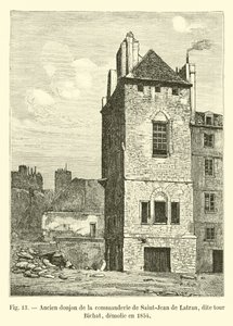 Antigua torre de la encomienda de Saint-Jean de Latran, llamada torre Bichat, demolida en 1854 de French School