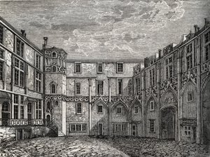 Antiguo hotel de la Tromoille, rue des Bourdonnais, París (1er arr) Grabado en “Historia física, civil y moral de París: desde los primeros tiempos históricos hasta el presente” de Jacques Antoine Dulaure de French School