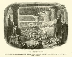Banquete egipcio antiguo durante el reinado de Cleopatra VII de French School