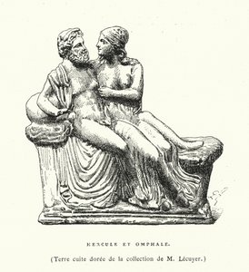 Escultura de terracota griega antigua de Hércules y Ónfale de French School
