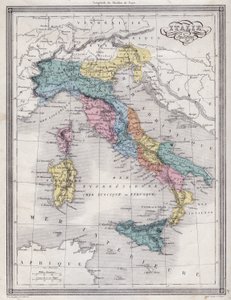 Italia antigua - Lámina extraída del “Atlas Universal de Geografía Antigua y Moderna para Escuelas Residenciales” por Vuillemin - ca. 1845 de French School