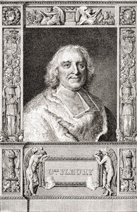 André-Hercule de Fleury, Obispo de Fréjus, 1653-1743. Cardenal francés y ministro principal de Luis XV. De Les Heures Libres publicado en 1908 de French School