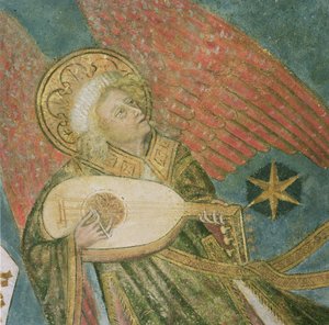 Ángel músico tocando un laúd (detalle)
