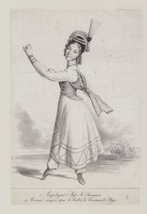 Angelique St Romain Mees en traje cosaco para el ballet La Francaise et le Raja de French School