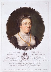 Anne de Dreux, Duquesa de Bretaña, de Retratos de grandes hombres, mujeres ilustres y sujetos memorables de Francia, publicado 1787-92