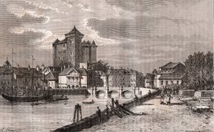 Annecy - Auvergne-Rhône-Alpes - grabado en “La France illustrée: géographie, histoire, administration statistique” por V.A. Malt-Brown. 1884
