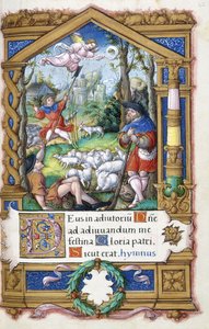 Anunciación a los pastores, de un Libro de Horas hecho para Francisco I de French School