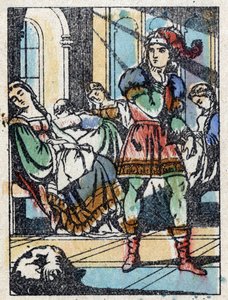 Ilustración anónima para “La bella durmiente”, cuento de Charles Perrault (1628-1703), escritor francés. Grabado en madera de Imaging Pellerin - Épinal, s.d. Finales del siglo XIX. de French School