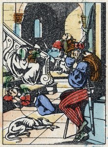 Ilustración anónima para "La bella durmiente", cuento de Charles Perrault. Grabado en madera de Imaging Pellerin - Epinal, finales del siglo XIX de French School