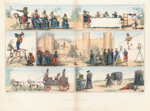 Perros y monos antropomorfos de French School
