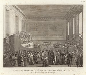 Antoine Quentin Fouquier-Tinville juzgado por el tribunal revolucionario de French School