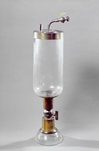 Aparato para estudiar gas, diseñado por Antoine Laurent de Lavoisier (1743-94) (metal y vidrio)
