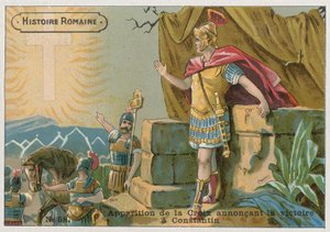 Aparición de la Cruz anunciando la victoria a Constantino en la Batalla del Puente Milvio, 312 de French School