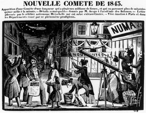 Aparición de un cometa en París en 1843 - grabado de French School