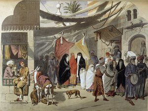Matrimonio árabe en El Cairo - en "Egipto Moderno", por Henri de Amount, v.1870 de French School