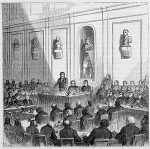 Arago anuncia el descubrimiento de Daguerre, en la sesión pública de la Academia de Ciencias del 10 de agosto de French School