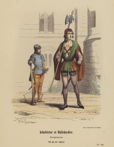 Ballestero y alabardero, borgoñones, finales del siglo XV de French School