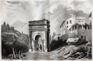 Arco de Augusto (Susa) - Grabado de “Italia pintoresca” - Pintura histórica y descriptiva de Italia por M. de Norvins, Ch. Nodier 1834-1836