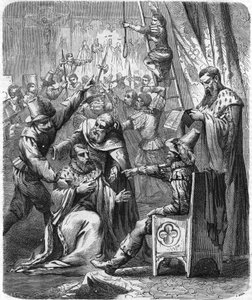Arresto de Brisson y Larcher, dos violentos ligueros de la guerra civil en el siglo XVI. En 